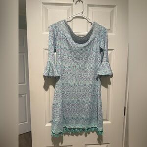 Cabana Life Aqua and Lavender Smocked Dress